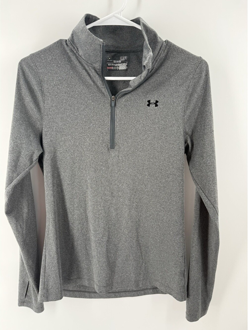 Under Armour Gray Semi-Fitted, Quick Dry Heat Gear Quarter-Zip (Small)